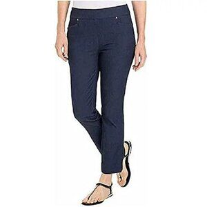 Hilary Radley Navy Blue Mid Rise Pull On Straight Leg Pants S